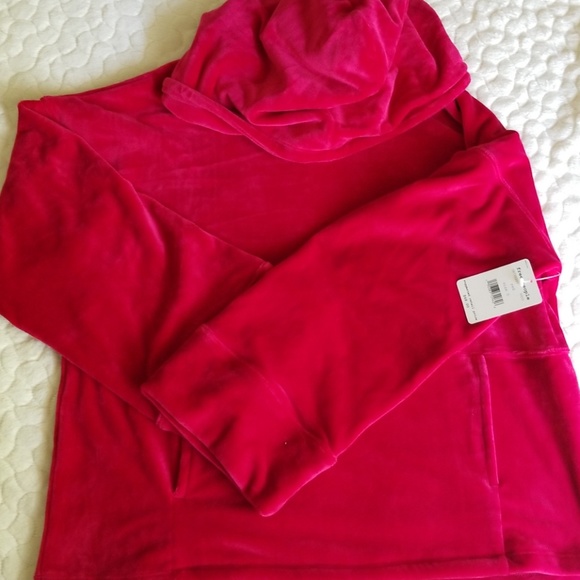 NEW Free People cherry red hoodie plush velour S - Picture 3 of 8